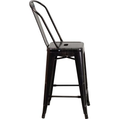 Image showing  High Metal Indoor/Outdoor Counter-Height Stool, 20 in. x 17.75 in. x 39.25 in.