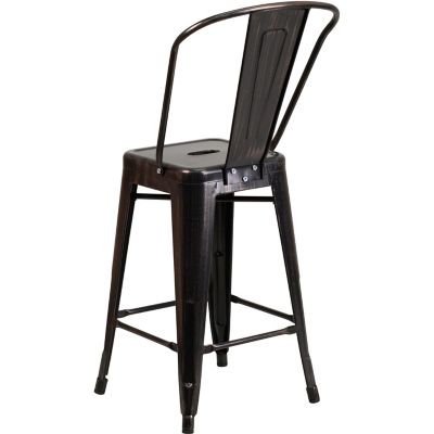 Image showing  High Metal Indoor/Outdoor Counter-Height Stool, 20 in. x 17.75 in. x 39.25 in.