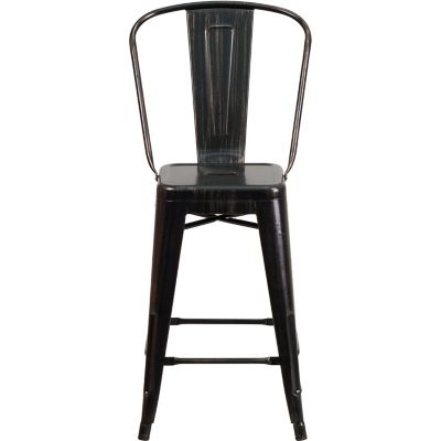 Image showing  High Metal Indoor/Outdoor Counter-Height Stool, 20 in. x 17.75 in. x 39.25 in.