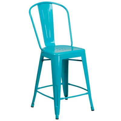 Flash Furniture High Metal Indoor/Outdoor Counter-Height Stool with Backrest, 40.25 in., 22 in. x 17.75 in.