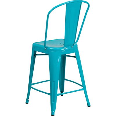 Image showing  High Metal Indoor/Outdoor Counter-Height Stool with Backrest, 40.25 in.