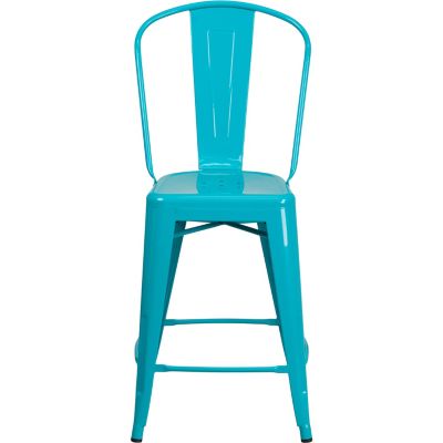 Image showing  High Metal Indoor/Outdoor Counter-Height Stool with Backrest, 40.25 in.