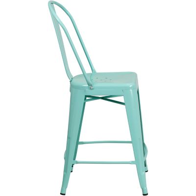 Image showing  High Metal Indoor/Outdoor Counter-Height Stool with Backrest, 40.25 in.
