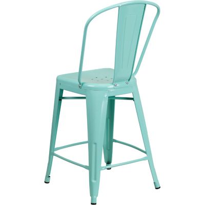 Image showing  High Metal Indoor/Outdoor Counter-Height Stool with Backrest, 40.25 in.