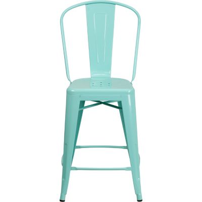 Image showing  High Metal Indoor/Outdoor Counter-Height Stool with Backrest, 40.25 in.