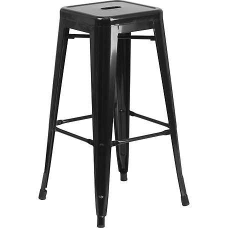 Flash Furniture 30 in. High Backless Metal Indoor/Outdoor Bar Stool with Square Seat