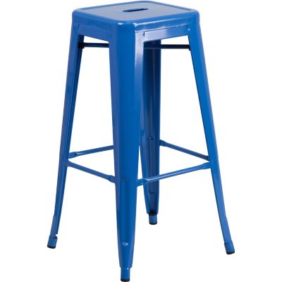 Flash Furniture 30 in. High Backless Metal Indoor/Outdoor Bar Stool with Square Seat