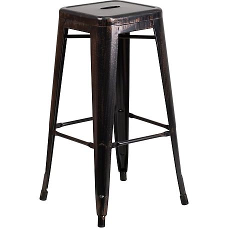 Flash Furniture 30 in. High Backless Metal Indoor/Outdoor Bar Stool with Square Seat