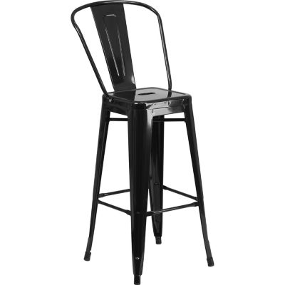 Flash Furniture High Metal Indoor/Outdoor Vintage Bar Stool with Backrest, 20 in. x 17.75 in. x 45.25 in.