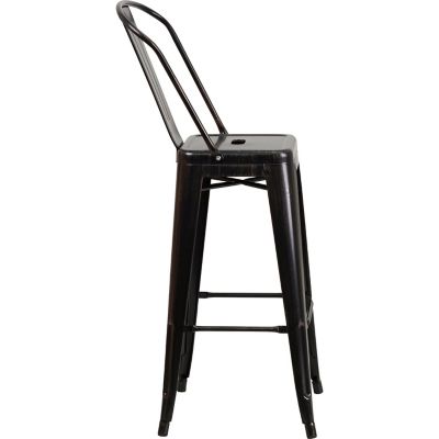 Image showing  High Metal Indoor/Outdoor Vintage Bar Stool with Backrest, 45.25 in.
