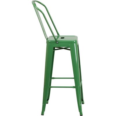 Image showing  High Metal Indoor/Outdoor Vintage Bar Stool with Backrest, 45.25 in.