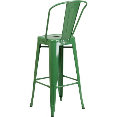 Image showing  High Metal Indoor/Outdoor Vintage Bar Stool with Backrest, 45.25 in.