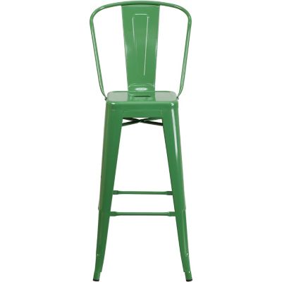 Image showing  High Metal Indoor/Outdoor Vintage Bar Stool with Backrest, 45.25 in.