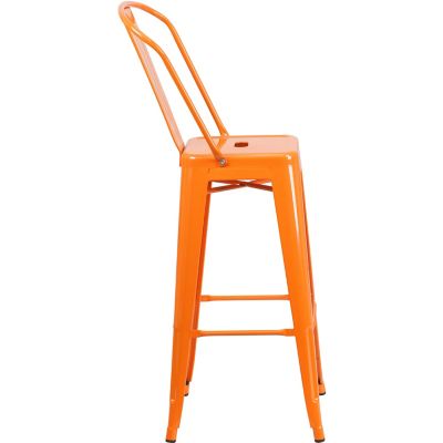 Image showing  High Metal Indoor/Outdoor Vintage Bar Stool with Backrest, 45.25 in.