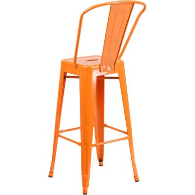 Image showing  High Metal Indoor/Outdoor Vintage Bar Stool with Backrest, 45.25 in.