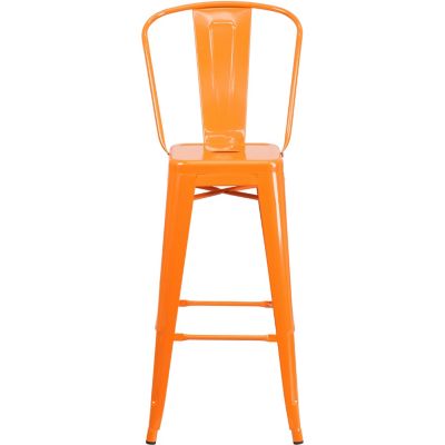 Image showing  High Metal Indoor/Outdoor Vintage Bar Stool with Backrest, 45.25 in.