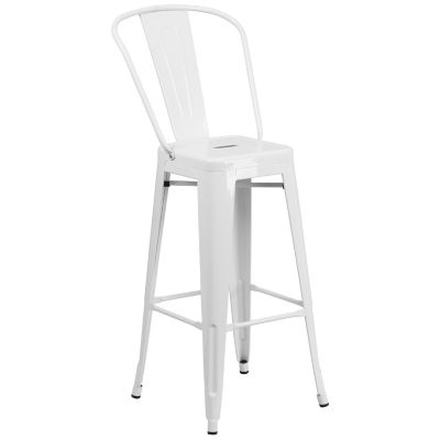 Flash Furniture High Metal Indoor/Outdoor Vintage Bar Stool with Backrest, 45.25 in.