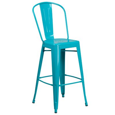 Flash Furniture High Metal Indoor/Outdoor Bar Stool with Backrest, 46 in., 19 in. x 18 in.