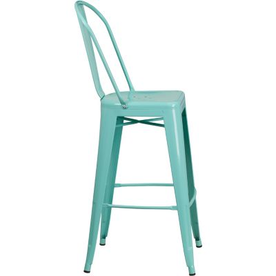 Image showing  High Metal Indoor/Outdoor Bar Stool with Backrest, 46 in.