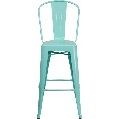 Image showing  High Metal Indoor/Outdoor Bar Stool with Backrest, 46 in.