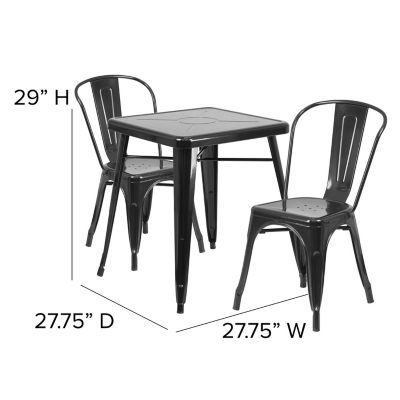 Image showing  3 pc. Square Metal Indoor/Outdoor Bistro Set with 2 Stack Chairs, 23.75 in.