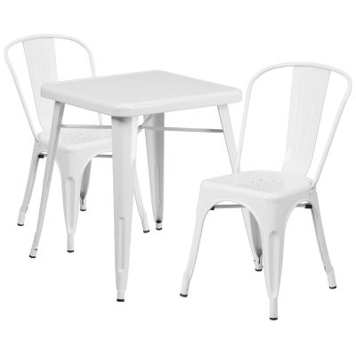 Image showing  3 pc. Square Metal Indoor/Outdoor Bistro Set with 2 Stack Chairs, 23.75in.