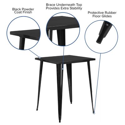 Image showing  Square Metal Indoor/Outdoor Bar-Height Table, 33.25 x 40.75in., Black