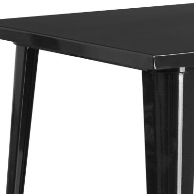 Image showing  Square Metal Indoor/Outdoor Bar-Height Table, 33.25 x 40.75in., Black