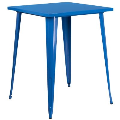 Flash Furniture Square Metal Indoor/Outdoor Bar-Height Table, 33.25 x 40.75in., Blue