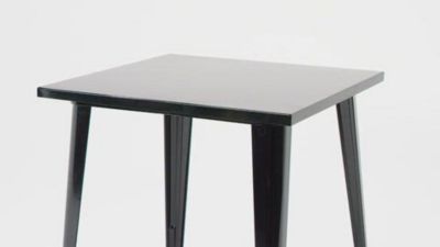 Image showing  Square Metal Indoor/Outdoor Bar-Height Table, 33.25 x 40.75in., Orange