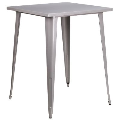 Flash Furniture Square Metal Indoor/Outdoor Bar-Height Table, 33.25 x 40.75in., Silver