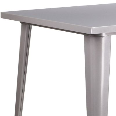 Image showing  Square Metal Indoor/Outdoor Bar-Height Table, 33.25 x 40.75in., Silver