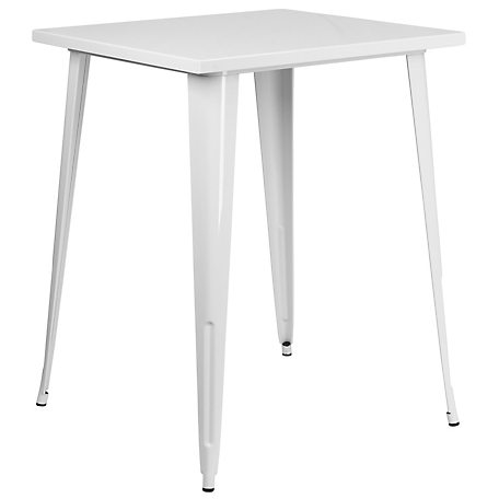 Flash Furniture Square Metal Indoor/Outdoor Bar-Height Table, 33.25 x 40.75in., White