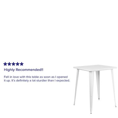 Image showing  Square Metal Indoor/Outdoor Bar-Height Table, 33.25 x 40.75in., White