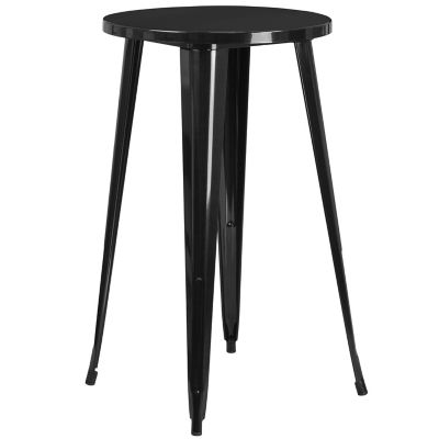 Flash Furniture Round Metal Indoor/Outdoor Bar-Height Table, 24 x 41in., Black