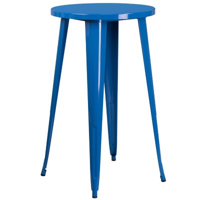 Flash Furniture Round Metal Indoor/Outdoor Bar-Height Table, 24 x 41in., Blue