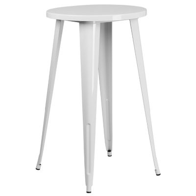 Flash Furniture Round Metal Indoor/Outdoor Bar-Height Table, 24 in. x 41 in., White