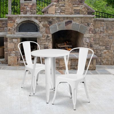 Flash Furniture 3 pc. Round Metal Indoor/Outdoor Bistro Set with 2 Cafe Chairs, 24 in.