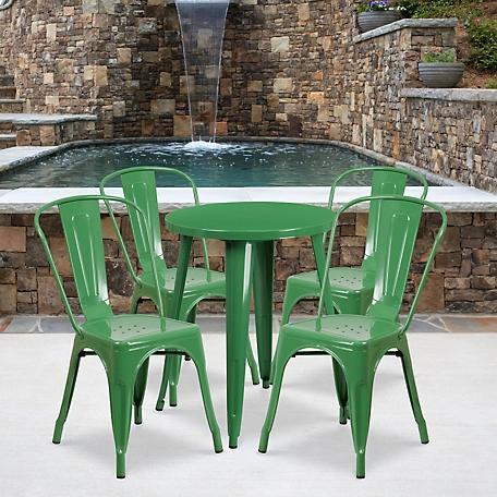 Flash Furniture 5 pc. Round Metal Indoor/Outdoor Table Set with 4 Cafe Chairs, 24 in.