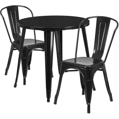 Image showing  3 pc. Round Metal Indoor/Outdoor Bistro Set with 2 Cafe Chairs, 30 in.