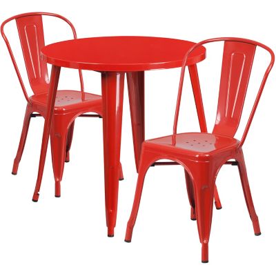 Image showing  3 pc. Round Metal Indoor/Outdoor Bistro Set with 2 Cafe Chairs, 30 in.