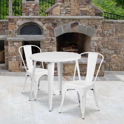 Flash Furniture 3 pc. Round Metal Indoor/Outdoor Bistro Set with 2 Cafe Chairs, 30 in.