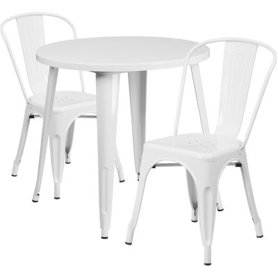 Image showing  3 pc. Round Metal Indoor/Outdoor Bistro Set with 2 Cafe Chairs, 30 in.