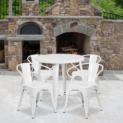 Flash Furniture 5 pc. Round Metal Indoor/Outdoor Table Set with 4 Arm Chairs, 30 in.