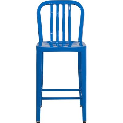 Image showing 3 th Flash Furniture High Metal Indoor/Outdoor Counter-Height Stool with Vertical Slat Back, 36.25 in.