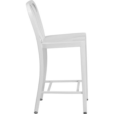 Image showing 1 th Flash Furniture High Metal Indoor/Outdoor Counter-Height Stool with Vertical Slat Back, 36.25 in.