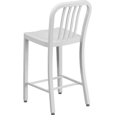 Image showing 2 th Flash Furniture High Metal Indoor/Outdoor Counter-Height Stool with Vertical Slat Back, 36.25 in.