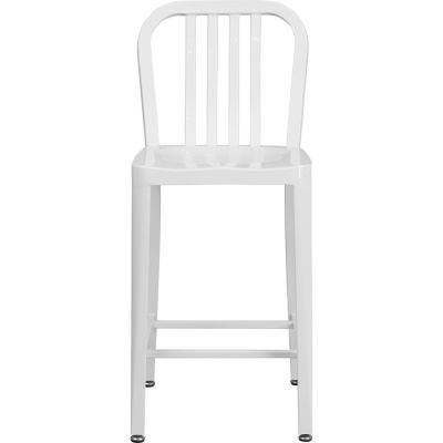 Image showing 3 th Flash Furniture High Metal Indoor/Outdoor Counter-Height Stool with Vertical Slat Back, 36.25 in.