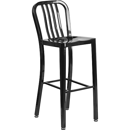 Flash Furniture High Metal Indoor/Outdoor Bar Stool with Vertical Slat Backrest, 20 in. x 15.5 in. x 43 in.