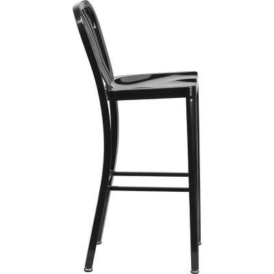 Image showing  High Metal Indoor/Outdoor Bar Stool with Vertical Slat Backrest, 43 in.